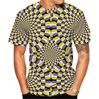 Мужская летняя футболка с коротким рукавом, футболка с принтом 3D Optical Illusion, новые футболки в категории Мужская футболка с круглым вырезом больших размеров, одежда