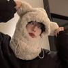 Осень Зима Женская Милая Утепленная Плюшевая Шапка-Шарф Интегрированная Корейский Стиль Теплая Защита Ушей Велосипедная Шапка Лей Фэн