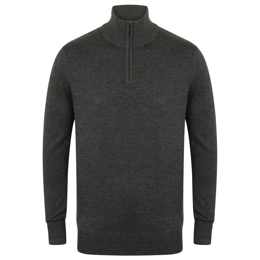 Henbury Мужской джемпер с длинным рукавом на молнии 1/4