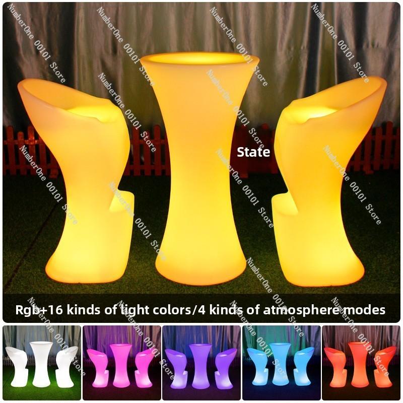 LED luminous bar tables and chairs, high table creative cocktail bar outdoor party