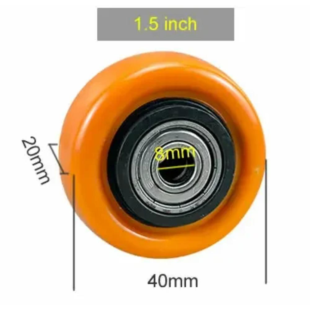 PU Replacement Caster Wheels with Double Bearings Orange Color High Load Capacity Wear Resistance Furniture Wheels