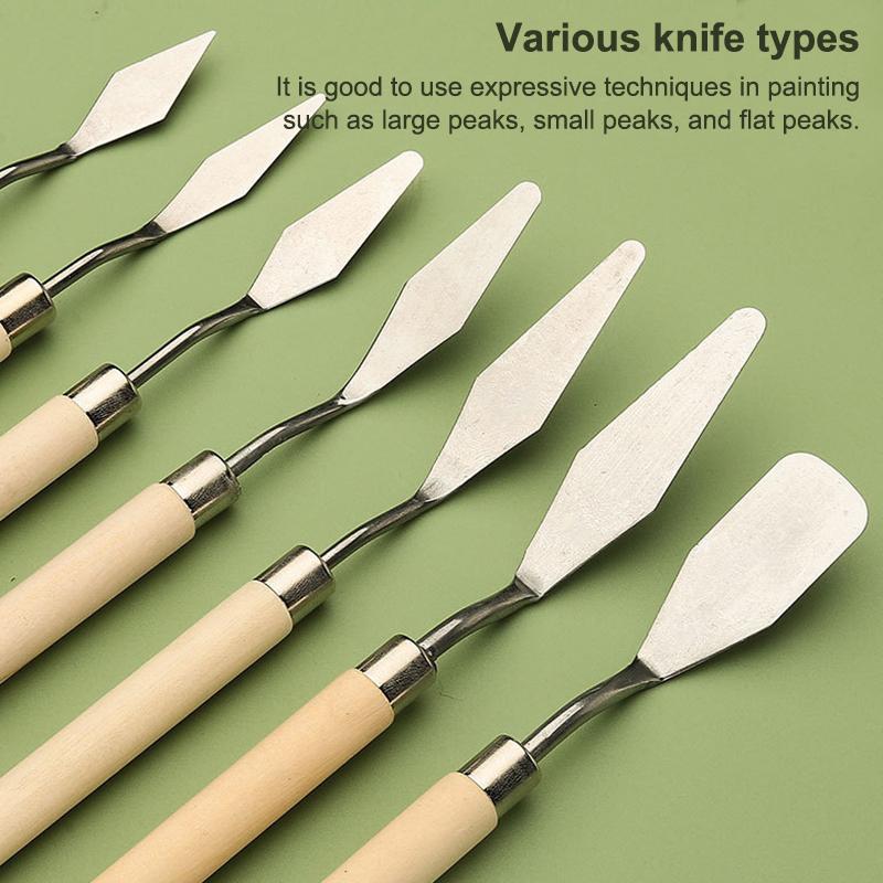 7 шт./набор Ножи для масляной живописи из нержавеющей стали Художественные шпатели Палитровый нож Нож для смешивания масляной краски Скребок Художественные инструменты