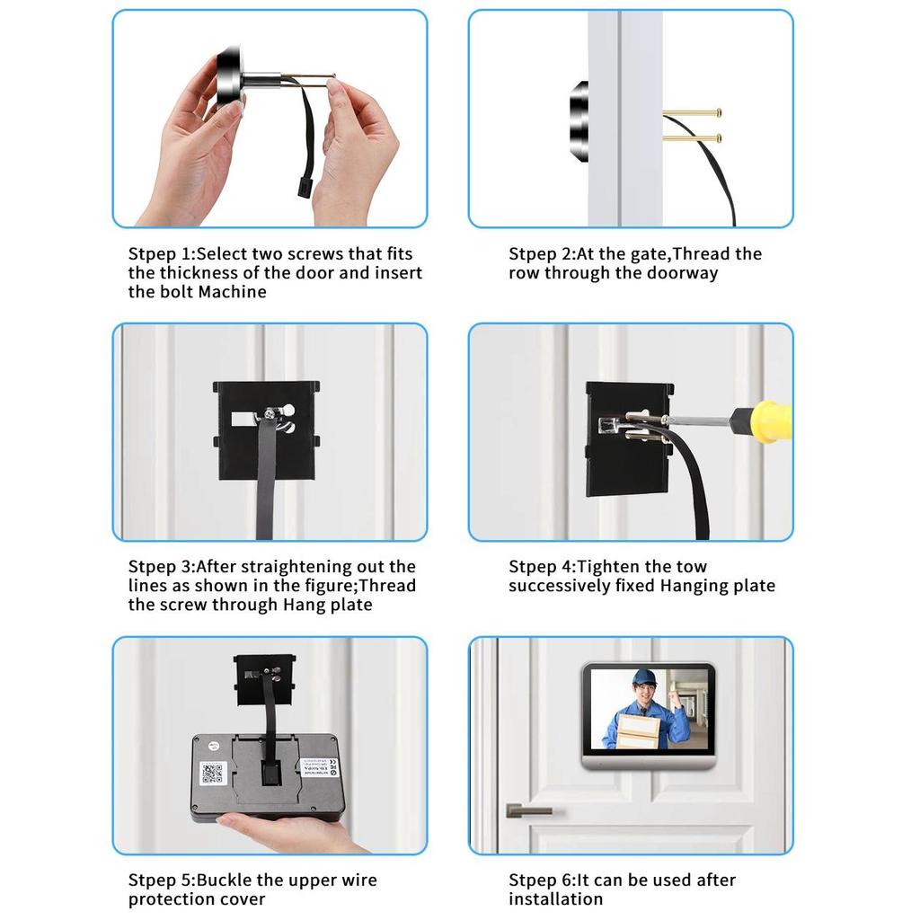 HD 3MP Outdoor House WiFi Peephole Door Eye Camera Security One-way Audio Night Vision Video Digital Peephole