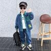 Полосатый джинсовый осенний комплект для мальчиков 2025: Модный костюм-двойка для детей