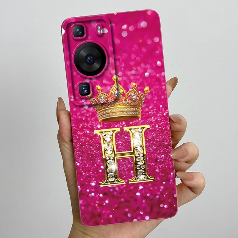 Для Huawei P60 / P60 Pro / P60 Art Чехол для телефона с короной и буквой для пары HuaweiP60 P60Pro P60Art Мягкий силиконовый TPU Защитный корпус