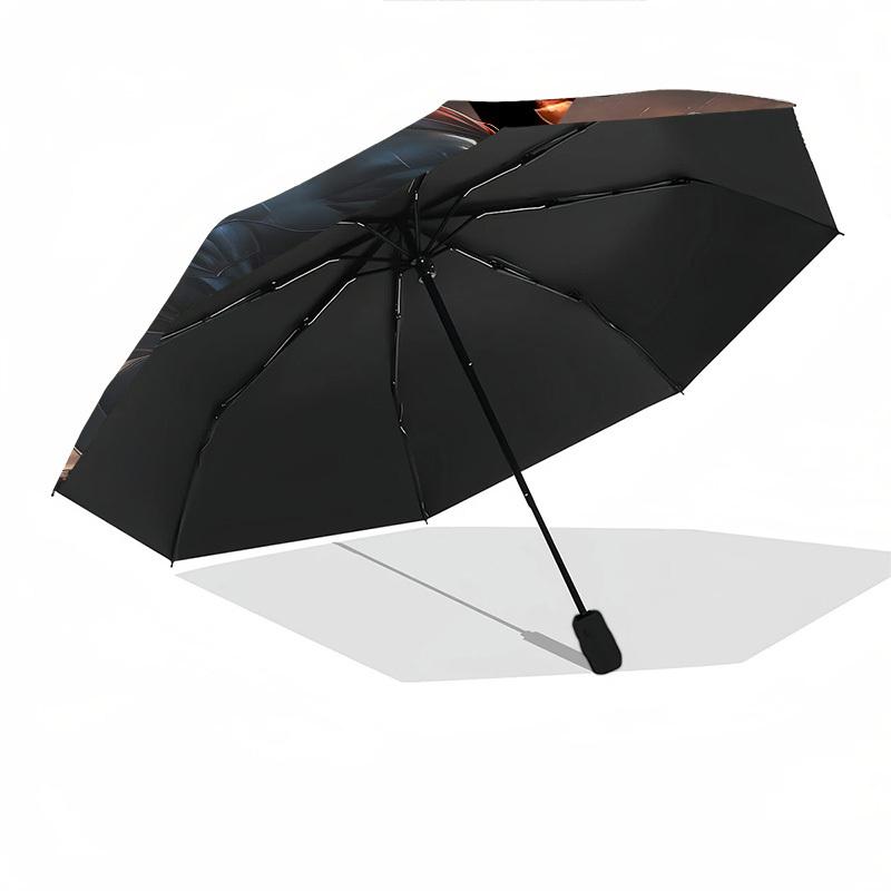1pc Superman Cityscape Automatic Folding Umbrella - Compact 8-Rib Design, Durable Plastic & Iron1229L