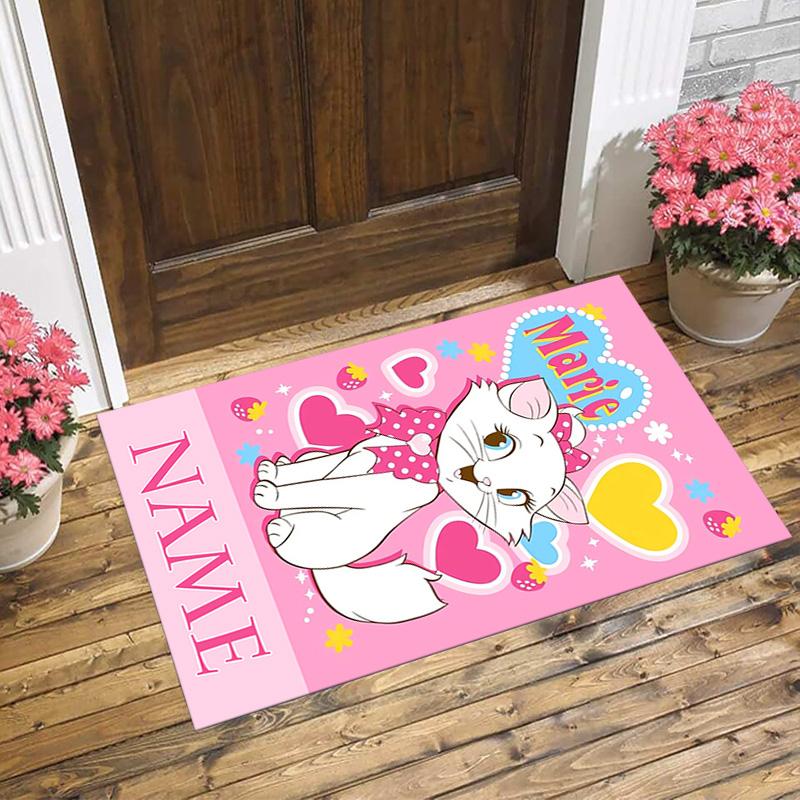 Personalized Name Cat Love Living Room Non-Slip Area Rug Soft Carpet for Bedroom Kids Playroom Sofa Office Home Decor Doormat