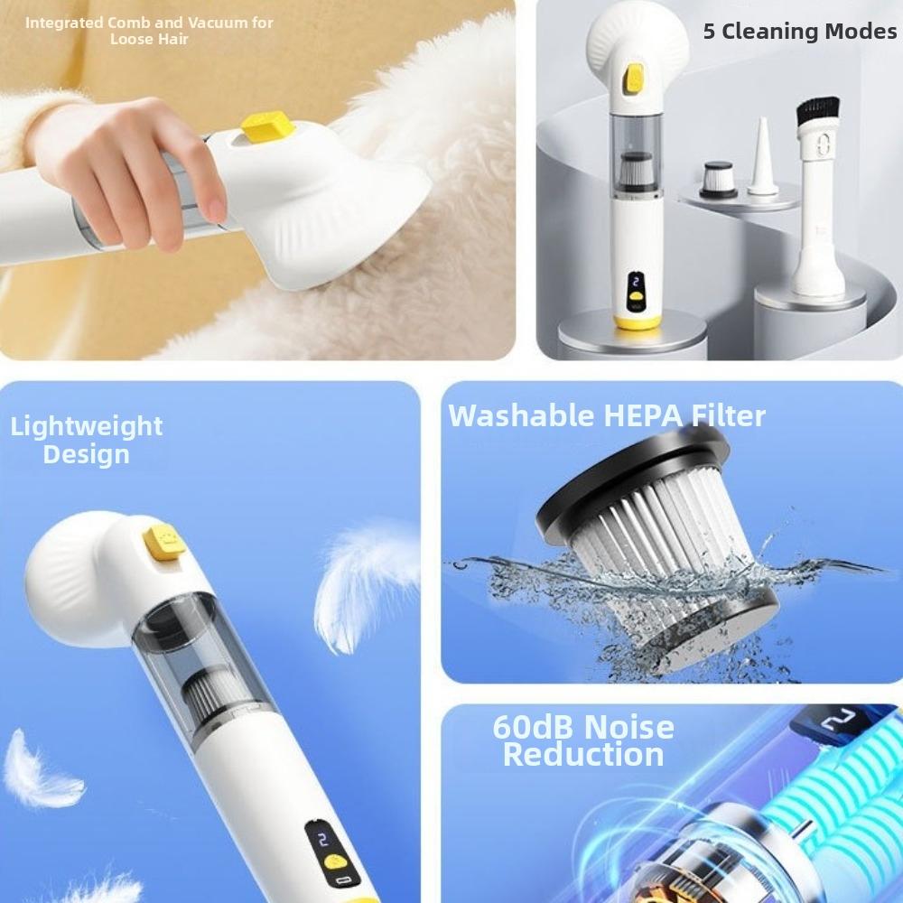 Беспроводной ручной пылесос Сильное всасывание Тип-C Перезаряжаемый Пылесос для домашних животных Низкий уровень шума Многофункциональный