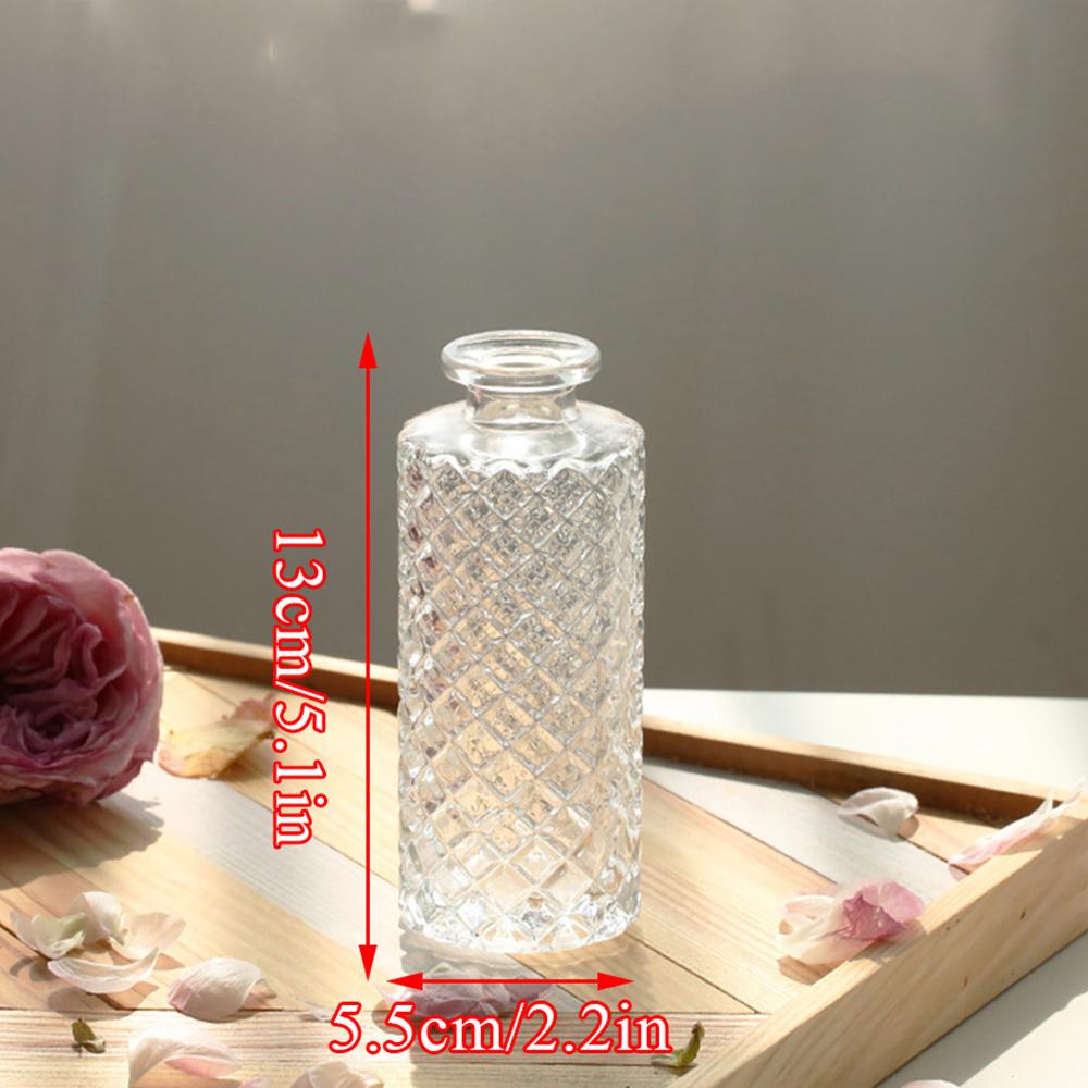 INS мини свадебная стеклянная ваза для цветов с тиснением в стиле ретро, ​​прозрачная ваза для гидропоники, настольные украшения, украшение для дома