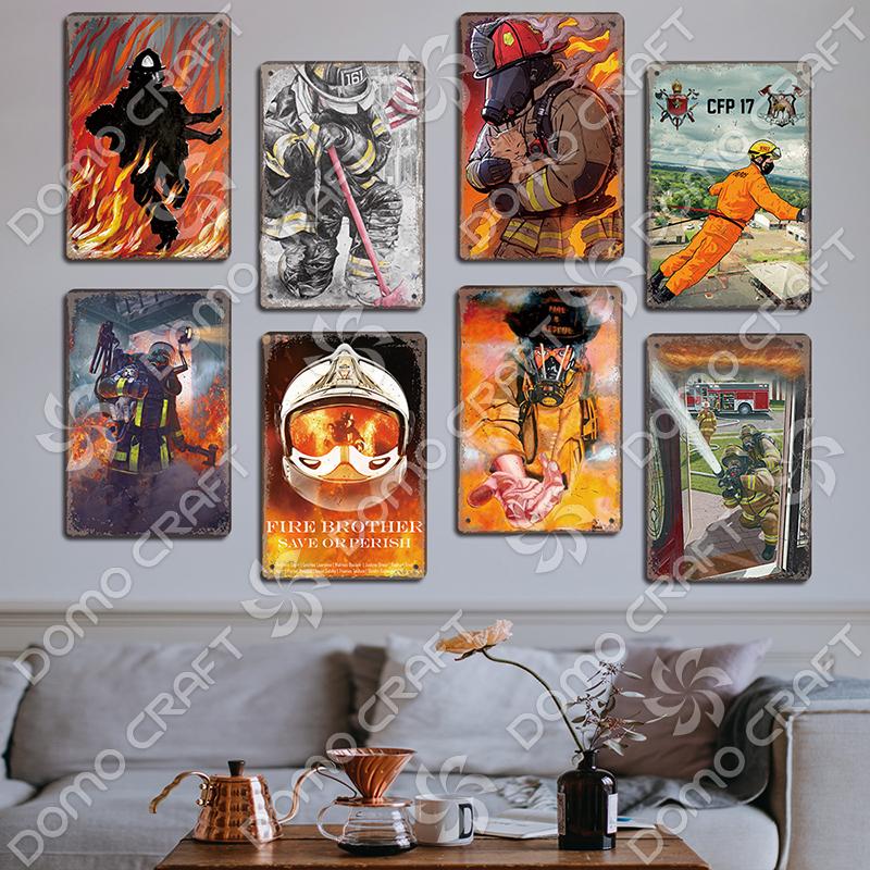 Винтажный жестяной знак пожарного, металлическая пластина, классический металлический постер из фильма «Пожарный», Настенный декор для гаража, клуба, отеля, дома
