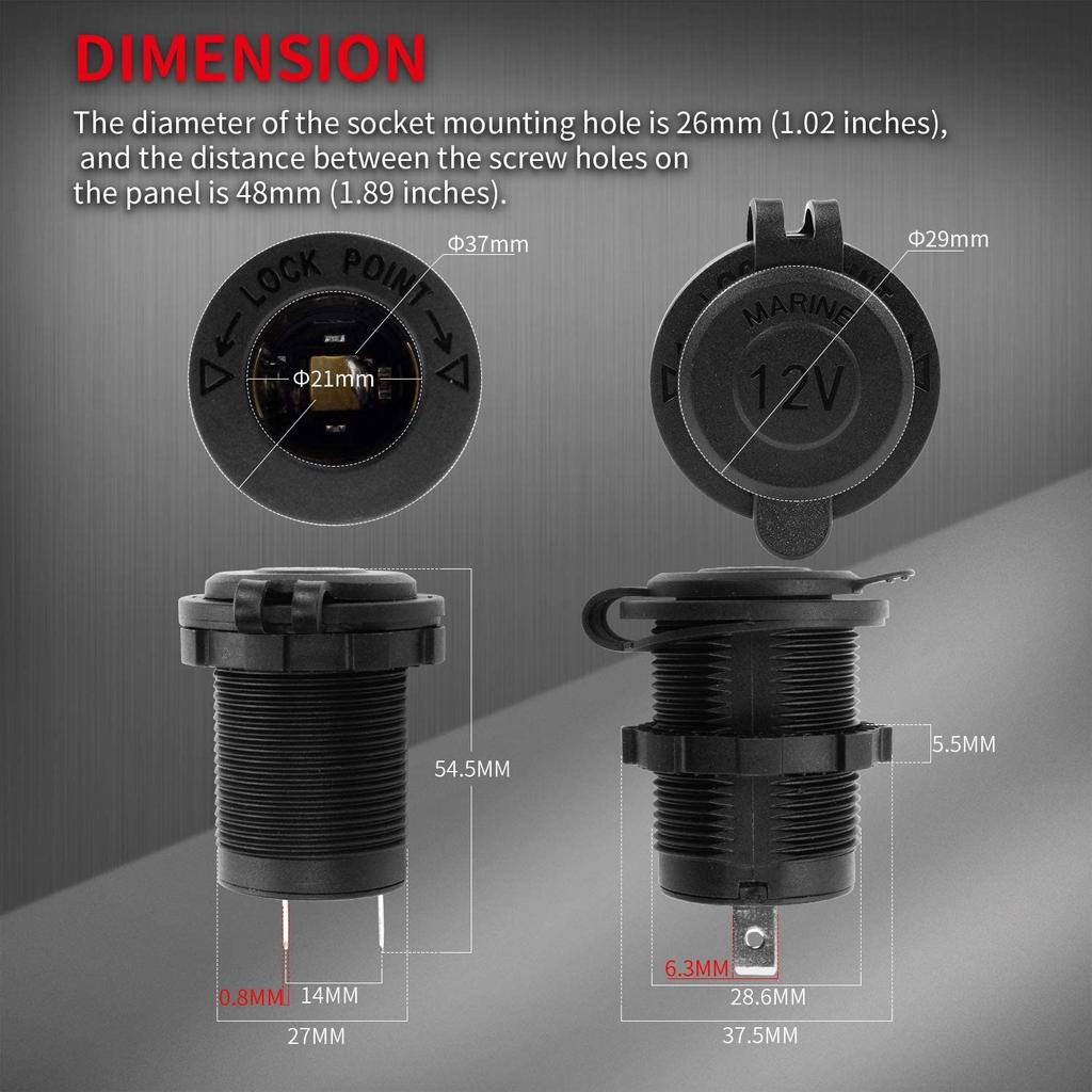 DaierTek 12V автомобильный прикуриватель розетка Femaile 12 Вольт замена розетки с синим светодиодом водонепроницаемый для лодок морской