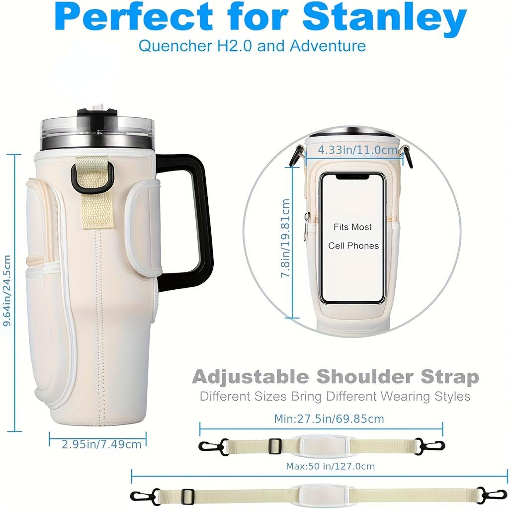 Water Bottle Carrying Case with Phone Pocket - Adjustable Shoulder Strap for Outdoor Travel and Sports