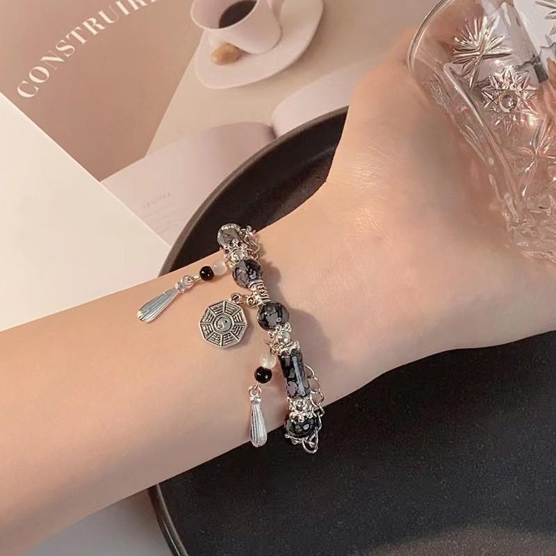 Высококлассный художественный стеклянный браслет Тайцзи Багуа Винтажный шик Ручная работа