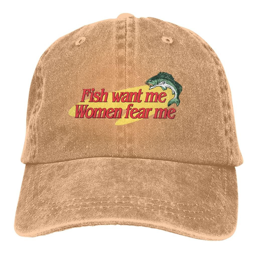 Fish Want Me Women Fear Me Classic Baseball Caps Peaked Cap Fish Go Fishing FisherUnisex Sun Shade Hats for Unisex Women