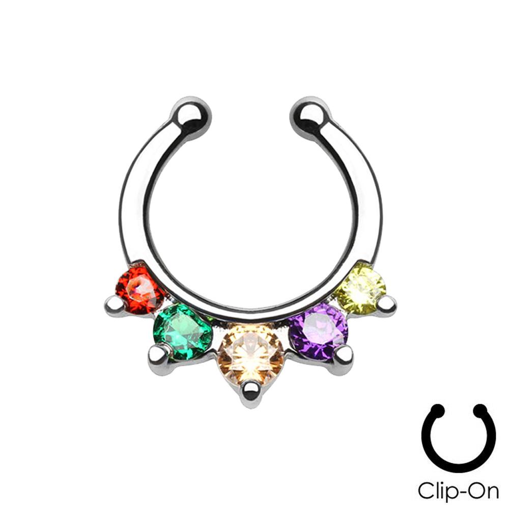 16 г стальной золотой фианит поддельный пирсинг септум смешанные стили ложный септум носовые кольца кликеры мужские украшения для тела пирсинг нариз дайт хеликс