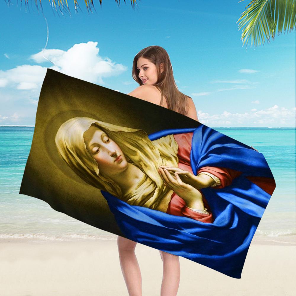 Virgin Mary Christian Towel Microfiber Beach Towel Absorbent Quick dry Soft Yoga Swimming Resort Mountain Climbing Towel