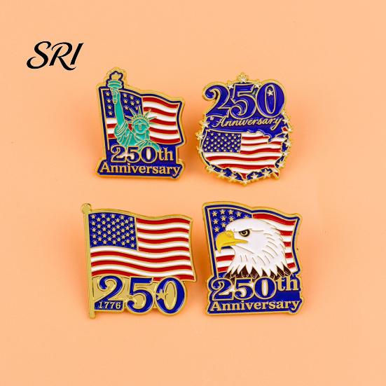 Fashion Brooch Liberty 250th Anniversary Commemorative Pin, American Flag Patriotic Lapel Brooch Artistic Accessory Metal 250 Years Semiquincentennial