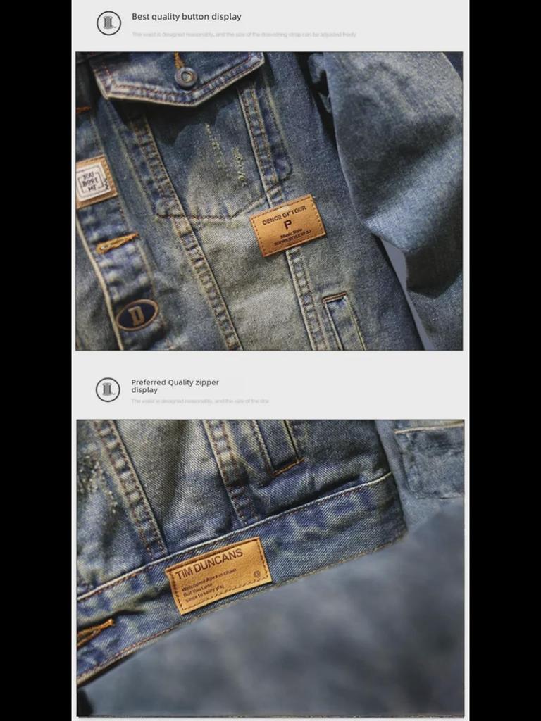 Мужская джинсовая куртка в стиле ретро — модный свободный повседневный стиль для весны и осени