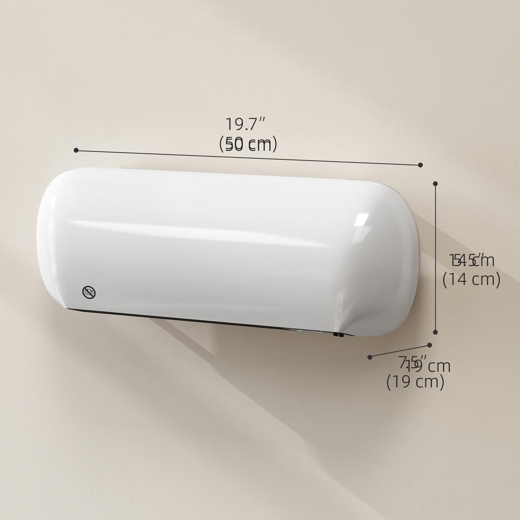 Ceramic wall heater 1000/2000W, electric radiator, fan, thermostat, timer, 50x19x14cm, white