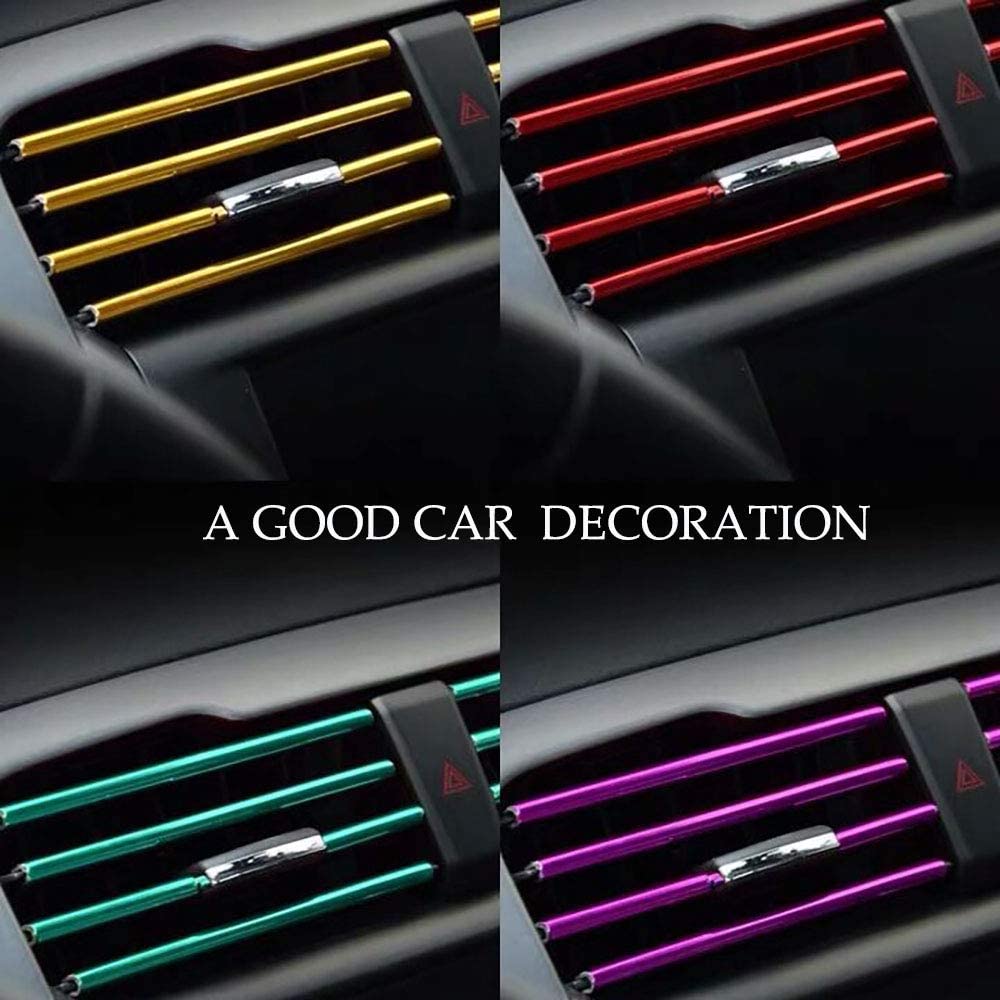 10pcs20cmCar Air Conditioner Vent Outlet Trim StripsPVC Central control car color bright bar universal sele-hesive plating