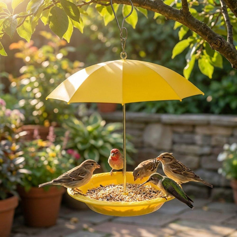 Weatherproof Umbrella Bird Feeder UV Protection Bird Water Drinker Bird Food Dispenser Outdoor