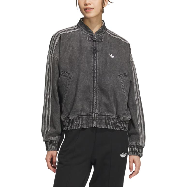 Adidas Оригинальная китайская новогодняя куртка свободного кроя с длинным рукавом в стиле TT Snake Year, женская куртка черного цвета JY8274
