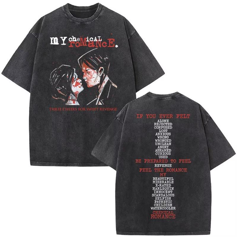 Винтажная стираная футболка рок-группы My Chemical Romance Three Cheers for Sweet Revenge Готические футболки Мужская одежда Футболки