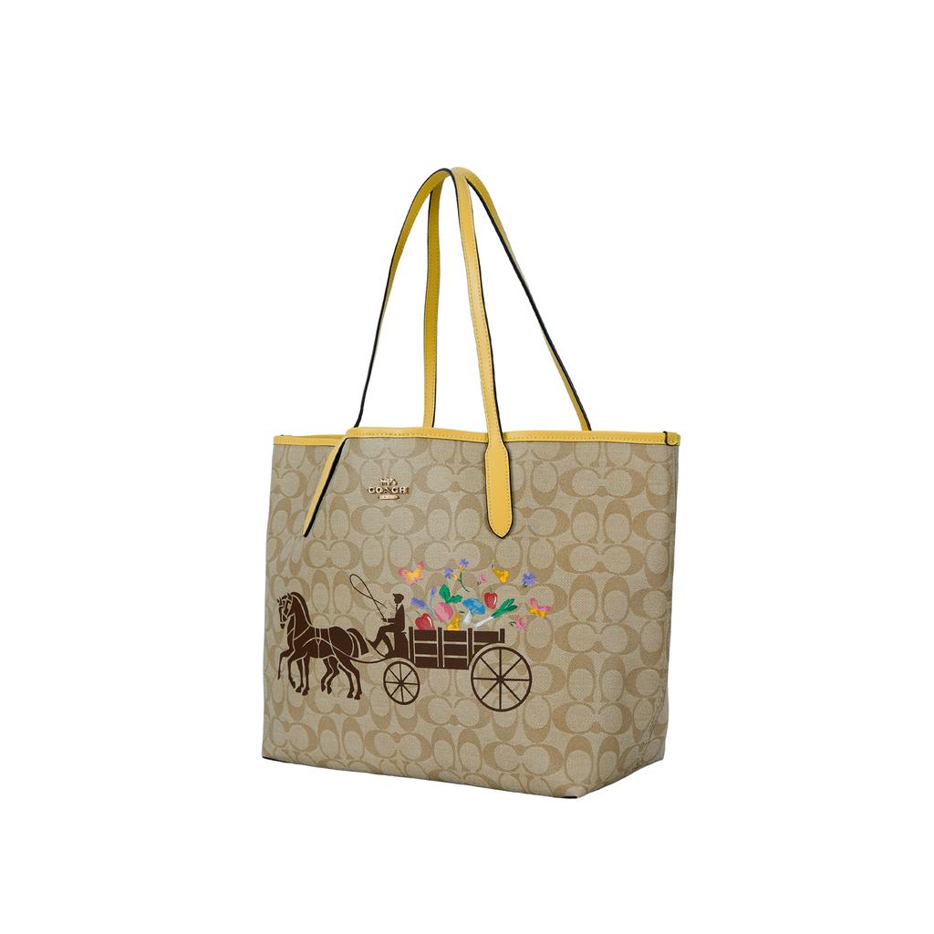 New COACH City Artificial Leather Tote Bag, Shopping Bag, Handbag, Shoulder Bag Women's Khaki C8605-IMTVE