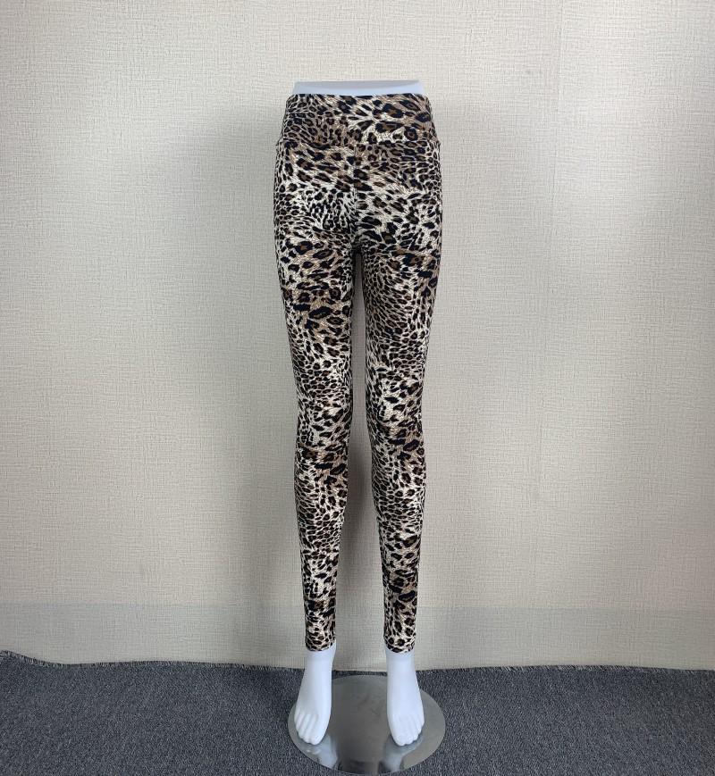 High Waist Leopard Print Yoga Leggings – Spring/Autumn High Elastic Skinny Pants with Wide Waistband