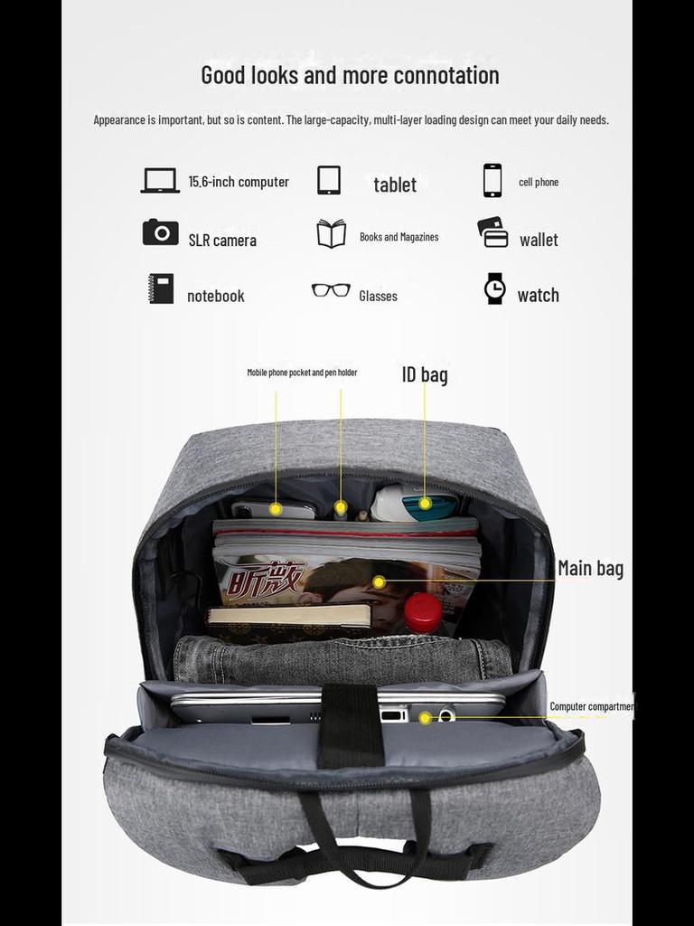 Мужской многофункциональный деловой рюкзак для ноутбука с USB-портом для зарядки
