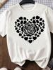 (Азиатский размер) Принт Футболки с круглым вырезом и коротким рукавом любовь сердце тренд милый Мода Женский Повседневный Женский Топ Футболка Одежда Графическая футболка