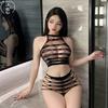 Sexy mesh clothes perspective hollowed-out erotic underwear women's suit temptation open gear fishing net buttocks passion one-piece tights
