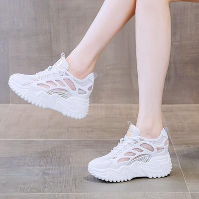 Новая женская обувь весна и лето платформа туфли-лодочки танкетка маффин увеличенная пятка повседневная спортивная сетчатая обувь обувь с отверстиями