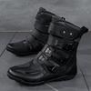 Autumn and Winter New Large-sized Buttoned High-top Motorcycle Shoes, Anti-drop Motorcycle Shoes, Outdoor Riding Boots