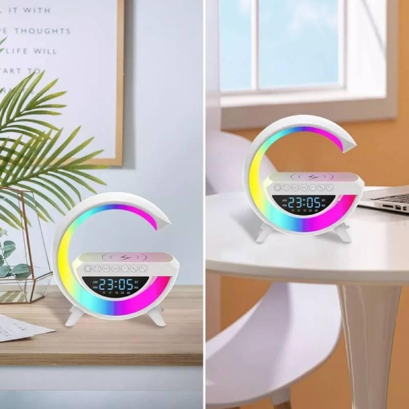Стильная Bluetooth-колонка с беспроводной зарядкой, универсальный ночник и будильник для домашнего использования