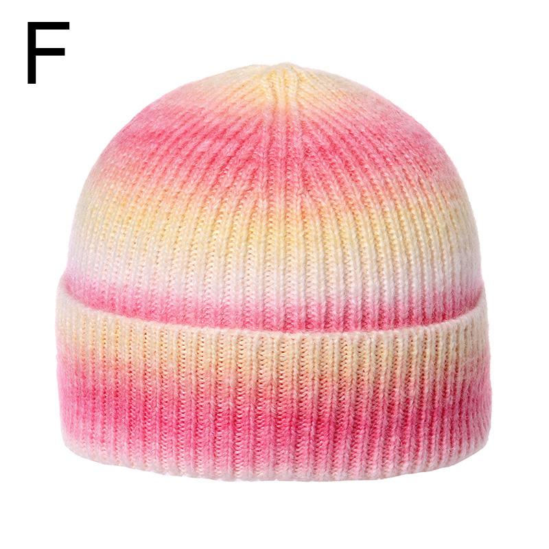 1Pc Ski Caps Thicken Knitted Hat Winter Hip Hop Slouchy Women/Men Soft Harajuku Style Outdoor Tie Dye Color
