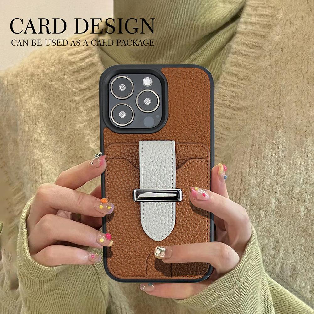 Card Holder Phone Case for Apple iPhone - Leather Phone Cover with Wrist Strap Wallet Card Holder Stand for iPhone 16/15/14/13/12/11/Pro Max Plus
