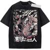 Washed Tee Rivaille Attack On Titan Manga Print T-shirt For Men Women Clothing Cotton Short Sleeve Tees Vintage Washed Oversized Streetwear Oversize
