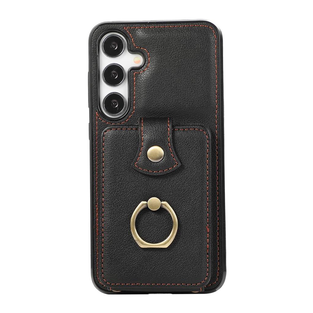 Кошелек-чехол для Samsung Galaxy S25 FE с держателем для карт, вращающимся на 360° кольцом-подставкой для пальца, противоударная крышка с RFID-блокировкой