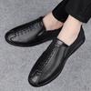 Мужские модные тенденции Кожаные мокасины Туфли мужские черные для официальных вечеринок Деловые переговоры Социальные офисные удобные туфли с круглым носком