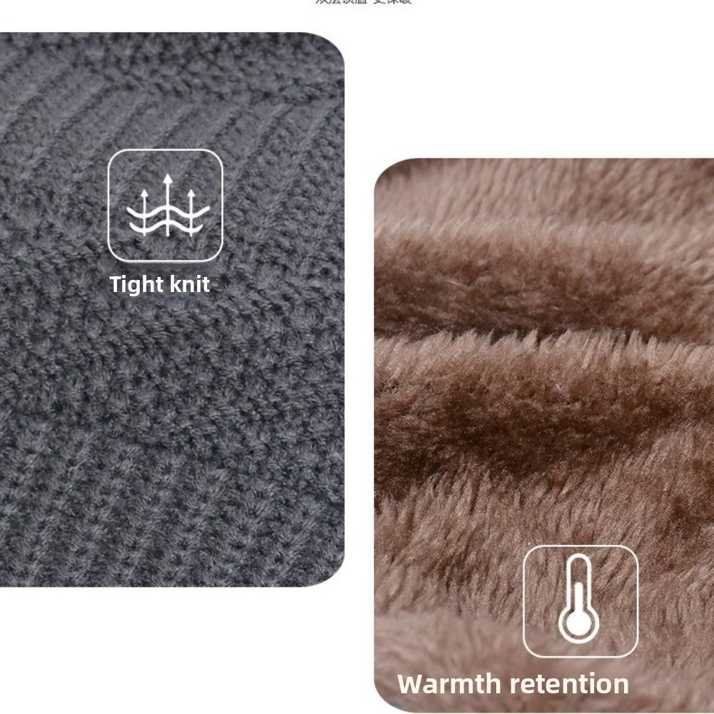 3pcs Wool Hat Scarf Gloves Set Warm Winter Beanie Hat Simple Thermal Knit Cap Skiing
