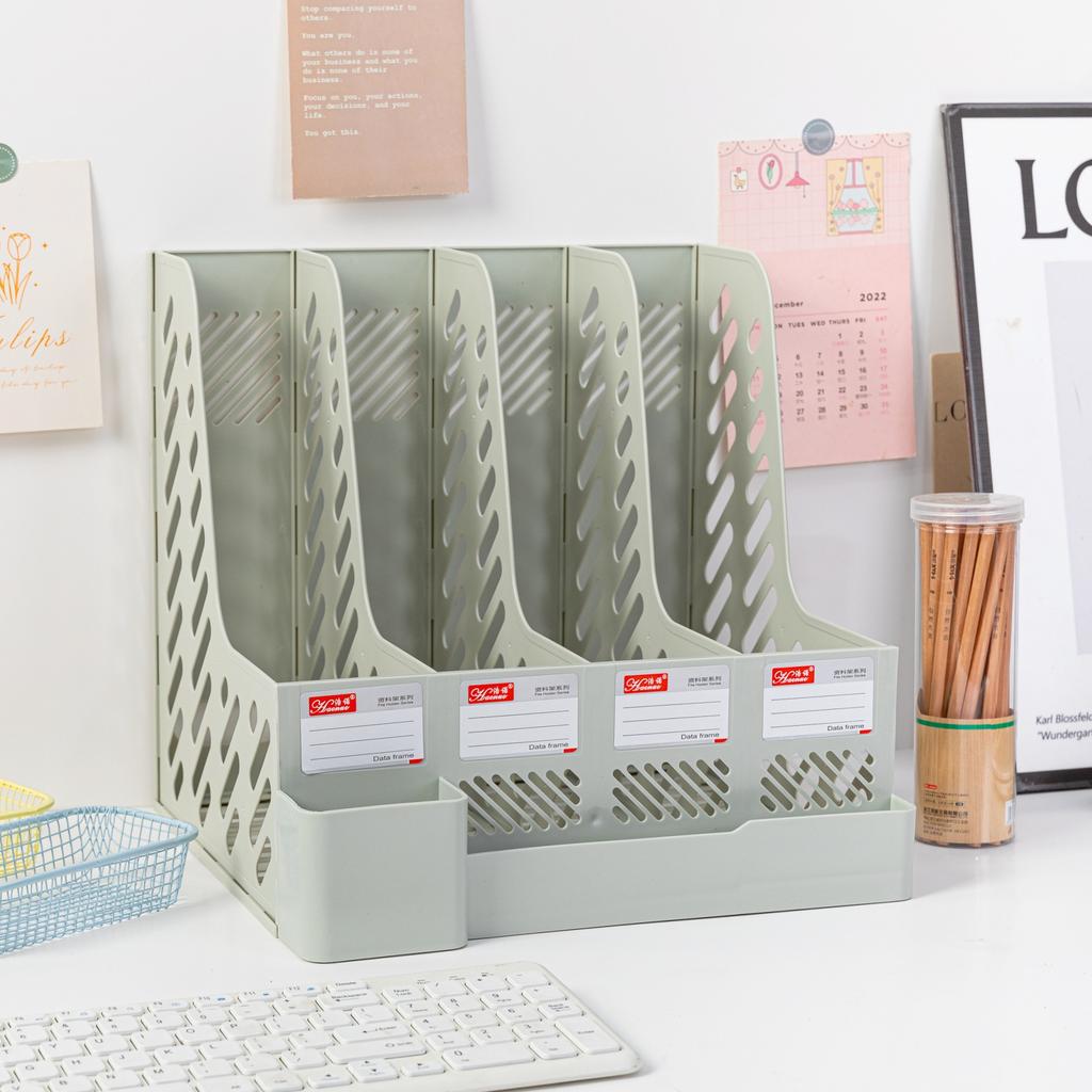 Утолщенная рамка для файлов с подставкой для ручек, настольный органайзер для файлов для офиса, полки, четыре колонки, направляющая для файлов