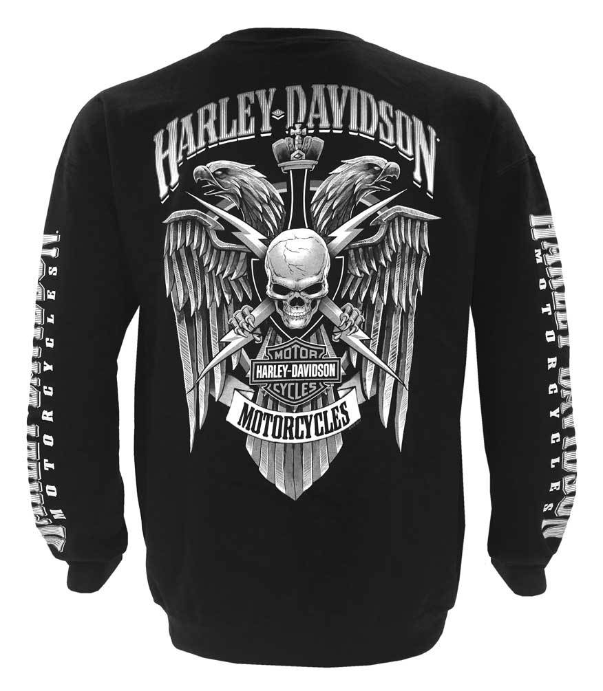 Мужская футболка с длинным рукавом Harley-Davidson Черная Смесь полиэстера и хлопка
