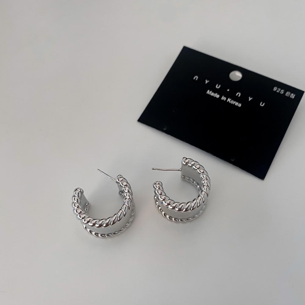 Женские ретро серьги-пусеты в нерегулярную полоску - Преувеличенный европейский и американский уличный стиль высокого класса