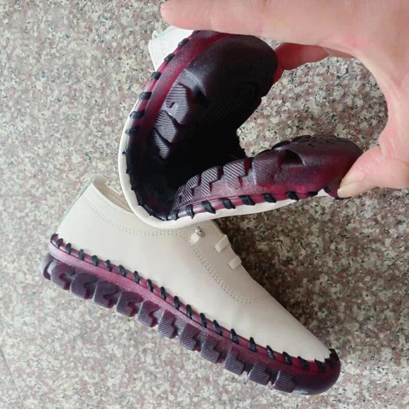 Кроссовки, женская обувь, лоферы, кожаные повседневные удобные туфли для мам на плоской подошве со шнуровкой