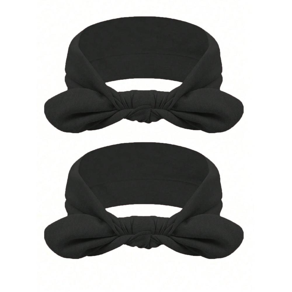Black Bow Wide Headbands For Women, Non-Slip Yoga/Workout Headwraps, Hair Accessories Made Of Fiber Turban Headband Sweatband Hair Band