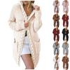 Women's Autumn And Winter Solid Color Loose Knit  Hooded Pocket Cardigan Sweater