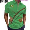 Brazil Flag Print Short Sleeve Zip Polo Shirt, Casual Wear