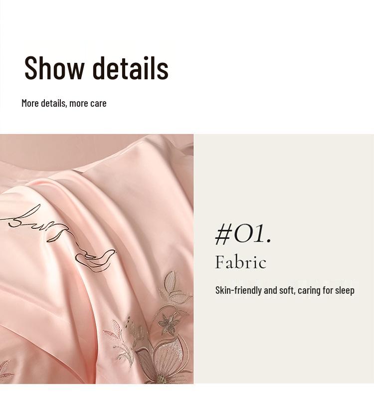 Luxury Embroidered All-Cotton Four-Piece Duvet Cover Set for All Seasons