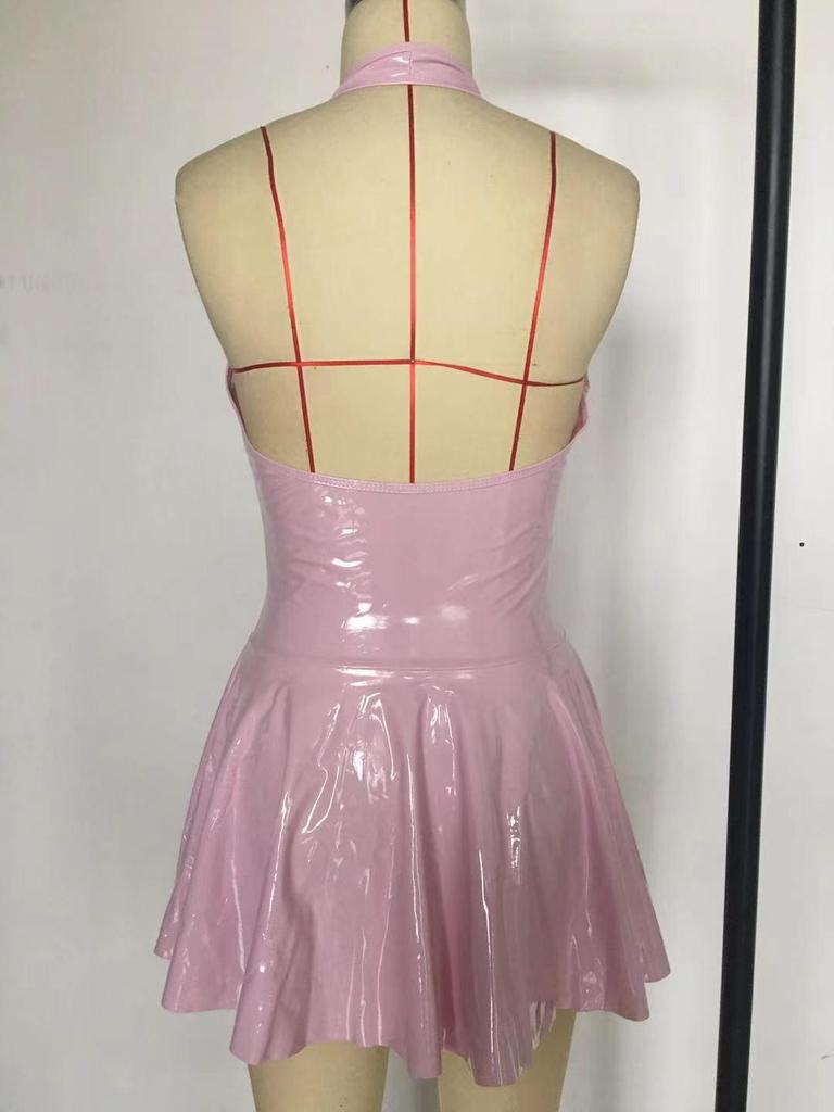 Комбинезон из черной ПВХ искусственной кожи Xi Yun - Размер 5 Костюм для ночного клуба Белье